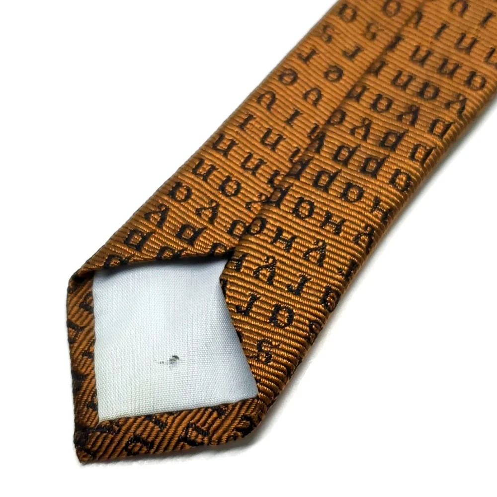 Vintage Lewis and Thos Saltz Happy Anniversary Bronzini Brown Silk Tie